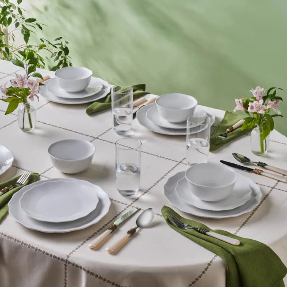 Karaca Scalloped 18-Piece Porcelain Dinner Set for 6 People, White