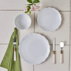 Karaca Scalloped 18-Piece Porcelain Dinner Set for 6 People, White