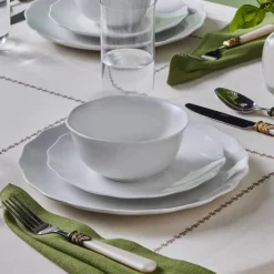 Karaca Scalloped 18-Piece Porcelain Dinner Set for 6 People, White