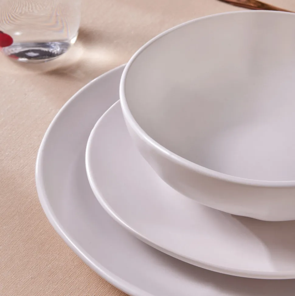 Karaca Scarlet 18-Piece Stoneware Dinner Set for 6 People, White