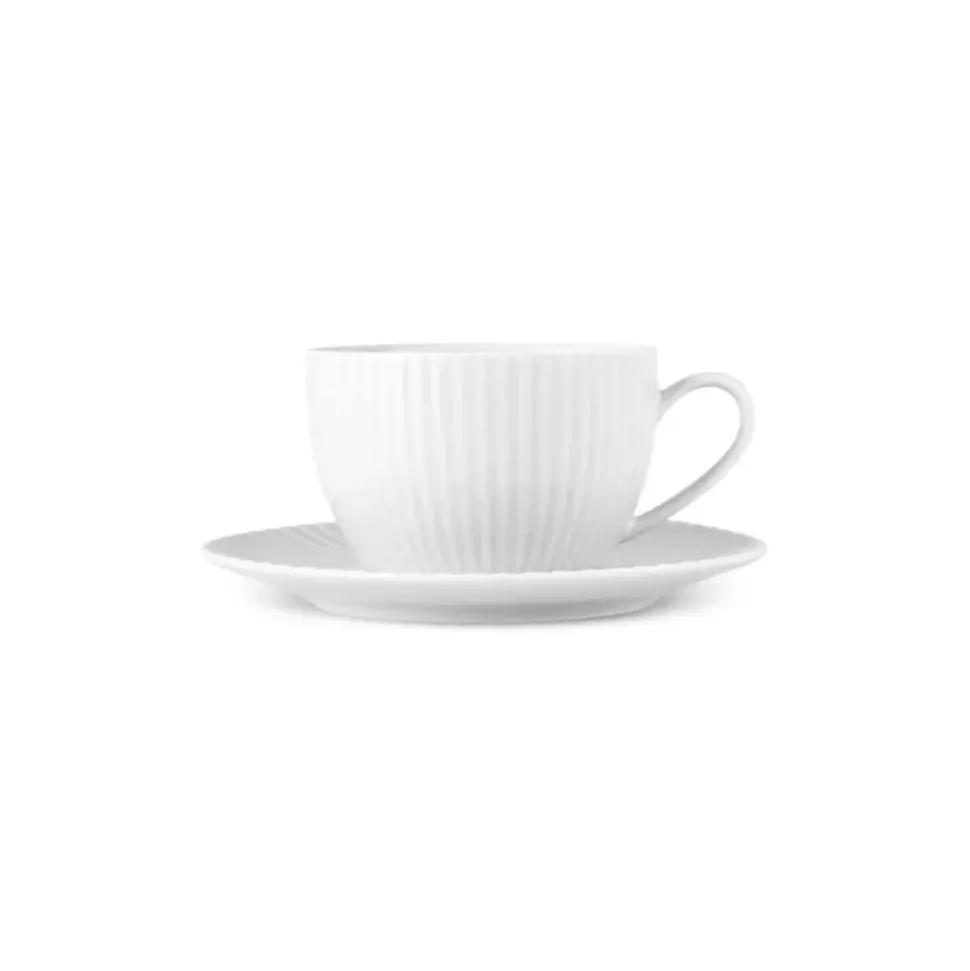 Karaca Seashell 12-Piece Porcelain Tea Cup and Saucer Set for 6 People, 200ml, Light Grey
