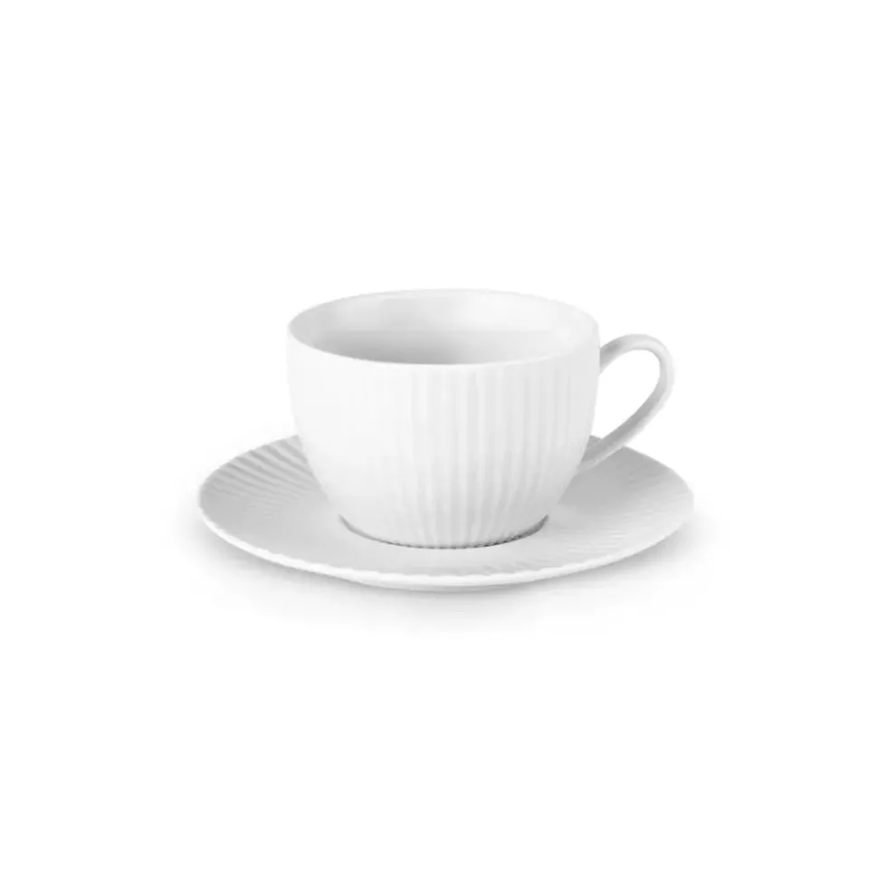 Karaca Seashell 12-Piece Porcelain Tea Cup and Saucer Set for 6 People, 200ml, Light Grey