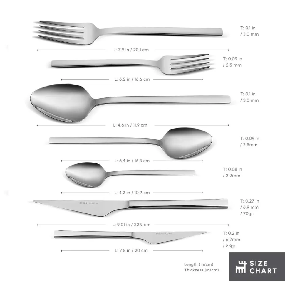 Karaca Sedir 84-Piece Stainless Steel Cutlery Set for 12 People, Silver