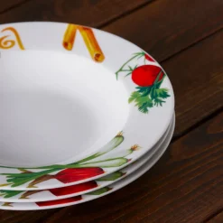 Karaca Sicilia 5-Piece Porcelain Pasta Set for 4 People, White Multi