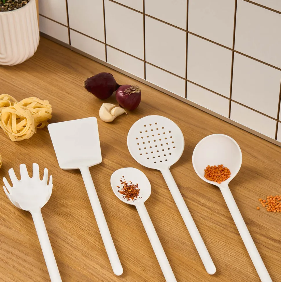 Karaca Simple 5-Piece Utensil Set, White