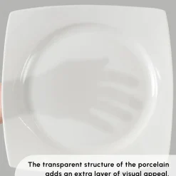 Karaca Square Bone China Jamie 52-Piece Dinner Set for 12 People, White