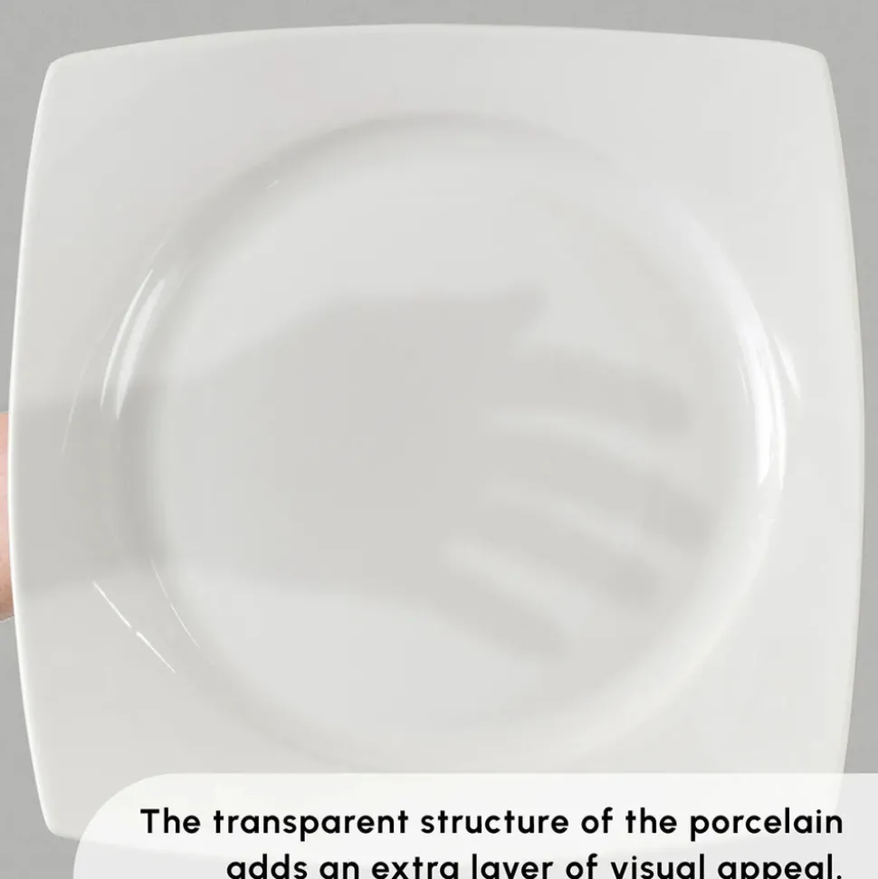 Karaca Square Bone China Jamie 52-Piece Dinner Set for 12 People, White