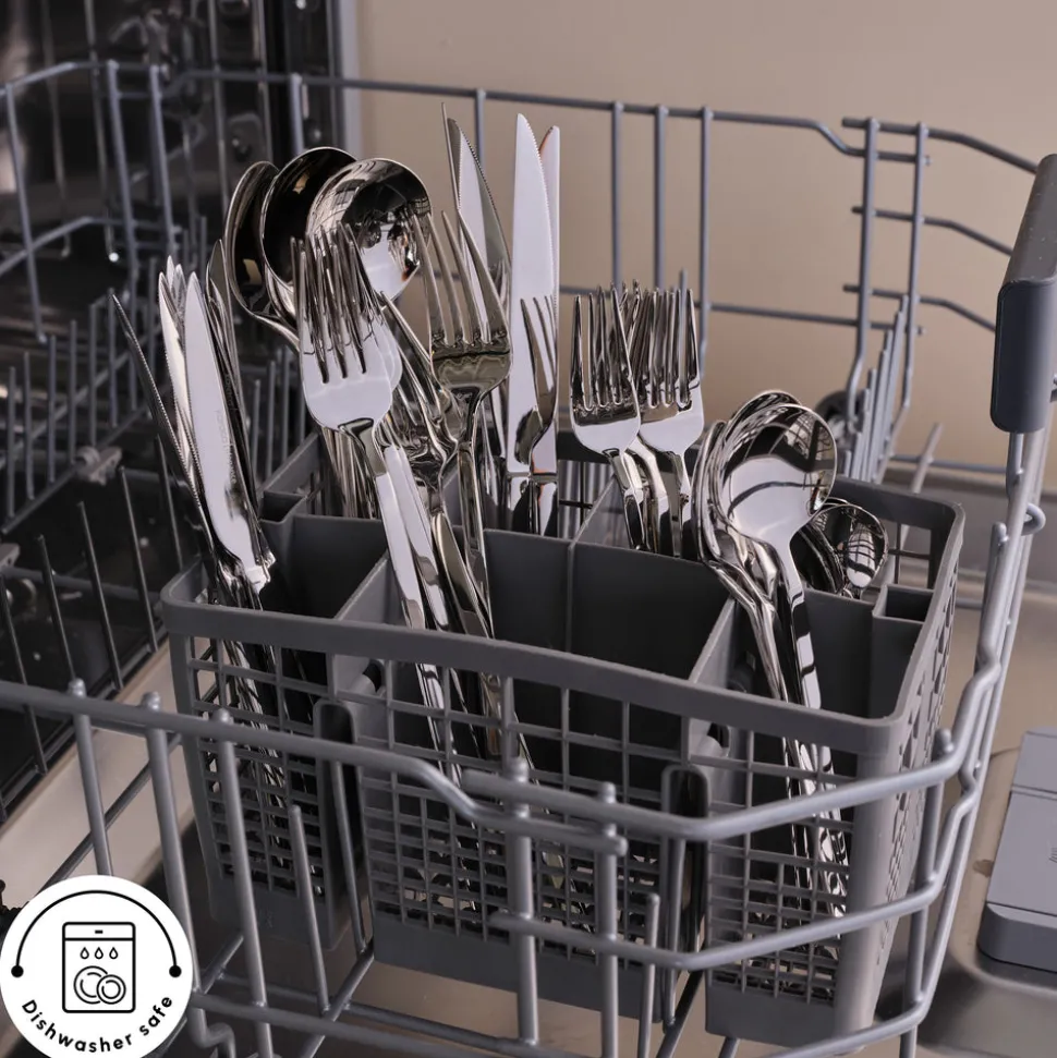 Karaca Stark 84-Piece 316+ Stainless Steel Cutlery Set for 12 People, Silver