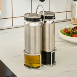 Karaca Stellum 3 Piece Glass Oil and Vinegar Bottle Set, Inox