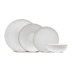 Karaca Stream Bone China Belinda 24-Piece Dinner Set for 6 People, Gold