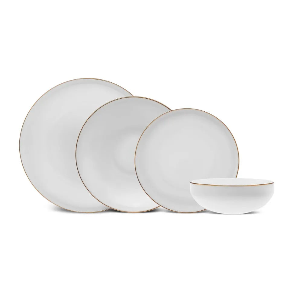 Karaca Stream Bone China Belinda 24-Piece Dinner Set for 6 People, Gold