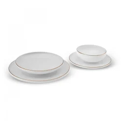 Karaca Stream Bone China Belinda 24-Piece Dinner Set for 6 People, Gold