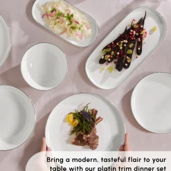 Karaca Stream Bone China Favaro 53-Piece Dinner Set for 12 People, Platin