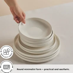 Karaca Stream Bone China Felix XL 18-Piece China Dinner Set for 6 People, White