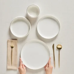 Karaca Stream Bone China Hole Gold 24-Piece Dinner Set for 6 People, Multi