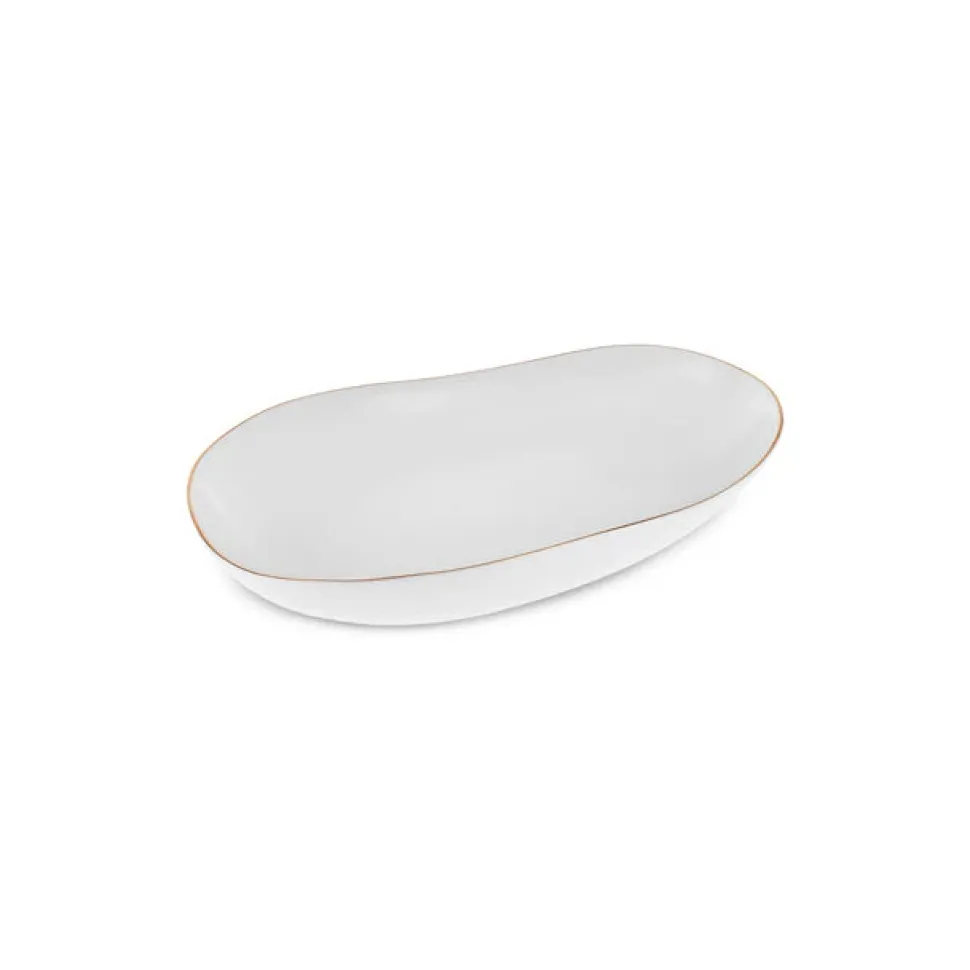 Karaca Stream Bone China Middle 53-Piece Dinner Set for 12 People, Gold