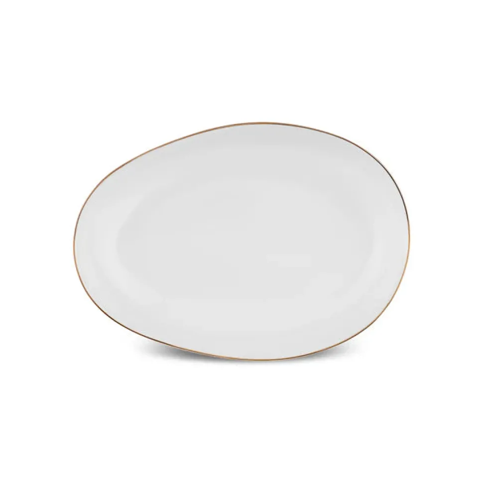 Karaca Stream Bone China Middle 53-Piece Dinner Set for 12 People, Gold