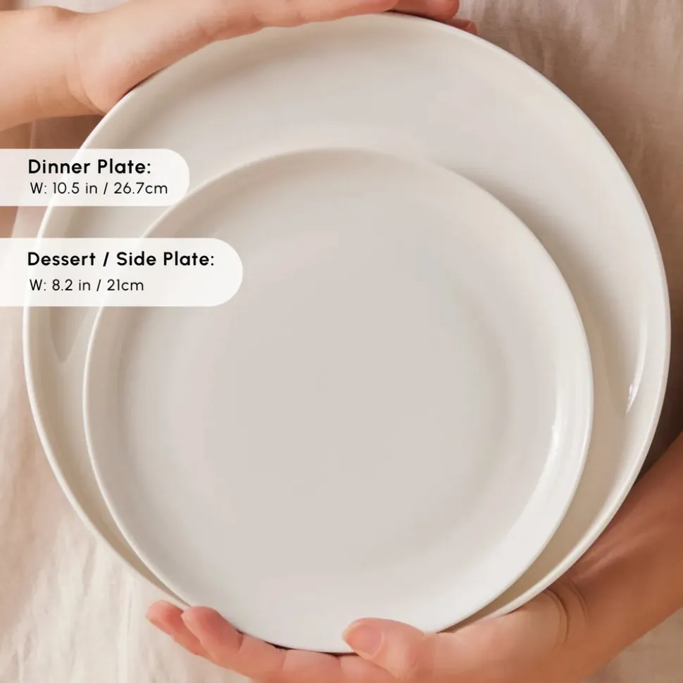 Karaca Stream Bone China Remi 18-Piece Bone China Dinner Set for 6 People, White
