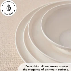 Karaca Stream Bone China Selene 24-Piece Dinner Set for 6 People, White