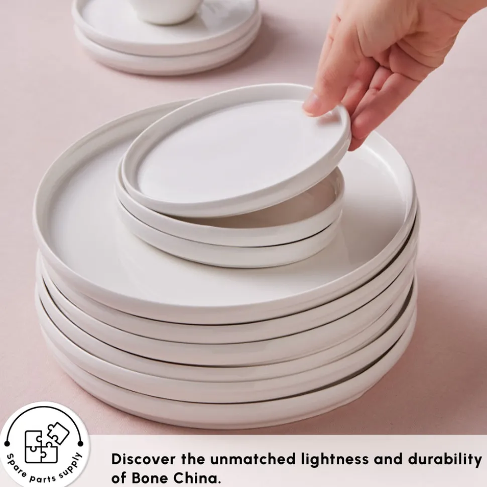 Karaca Stream Bone China Sunset 34-Piece Serveware Set for 6 People, White