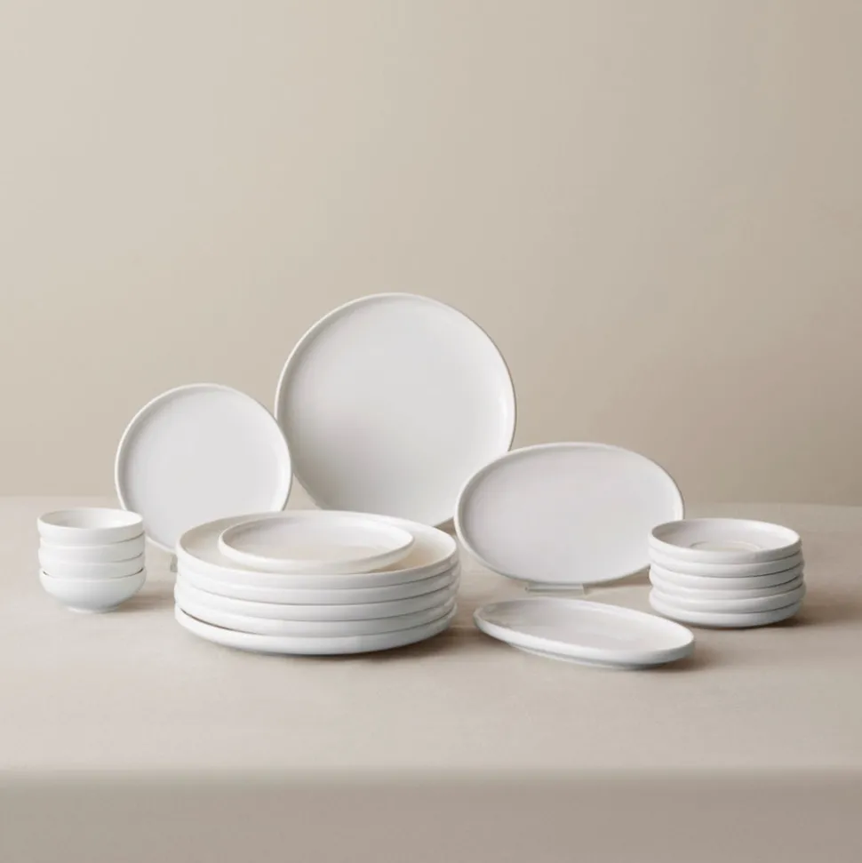 Karaca Stream Pure Cordelia 20-Piece Porcelain Serveware Set for 6 People, White