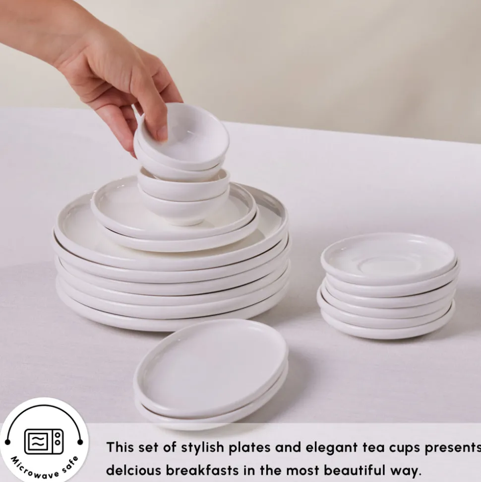 Karaca Stream Pure Cordelia 20-Piece Porcelain Serveware Set for 6 People, White