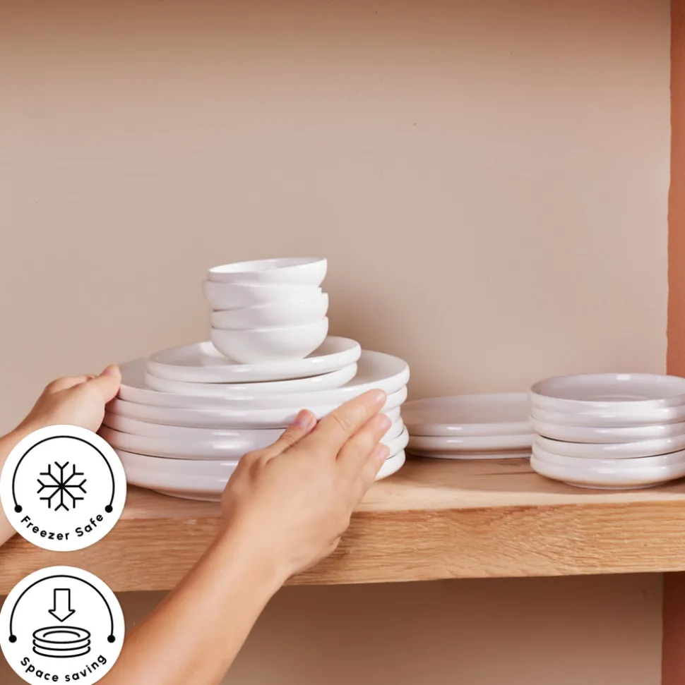 Karaca Stream Pure Cordelia 20-Piece Porcelain Serveware Set for 6 People, White