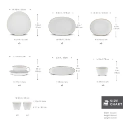 Karaca Stream Pure Middle 34-Piece Serveware Set for 6 People, White Gold