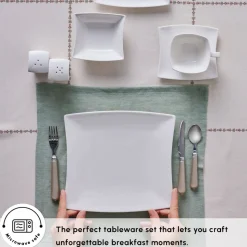 Karaca Stream Pure Perfect White 32-Piece Serveware Set for 6 People, White