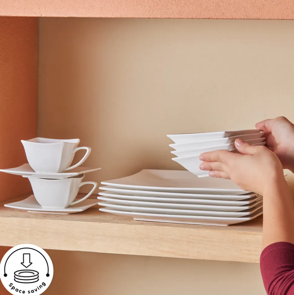 Karaca Stream Pure Perfect White 32-Piece Serveware Set for 6 People, White