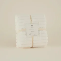 Karaca Stripe Sherpa Blanket, 130x150cm, White