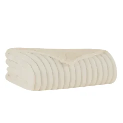 Karaca Stripe Sherpa Blanket, 130x150cm, White