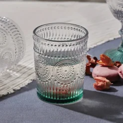 Karaca Sunflower Glass Tumbler Glass, 250ml, Transparent Green