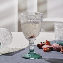 Karaca Sunflower Wine Glass, 314ml, Transparent Green