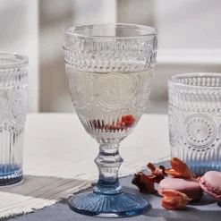 Karaca Sunflower Wine Glass, 314ml, Transparent Blue