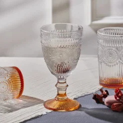 Karaca Sunflower Wine Glass, 314ml, Transparent Orange