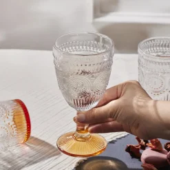 Karaca Sunflower Wine Glass, 314ml, Transparent Orange