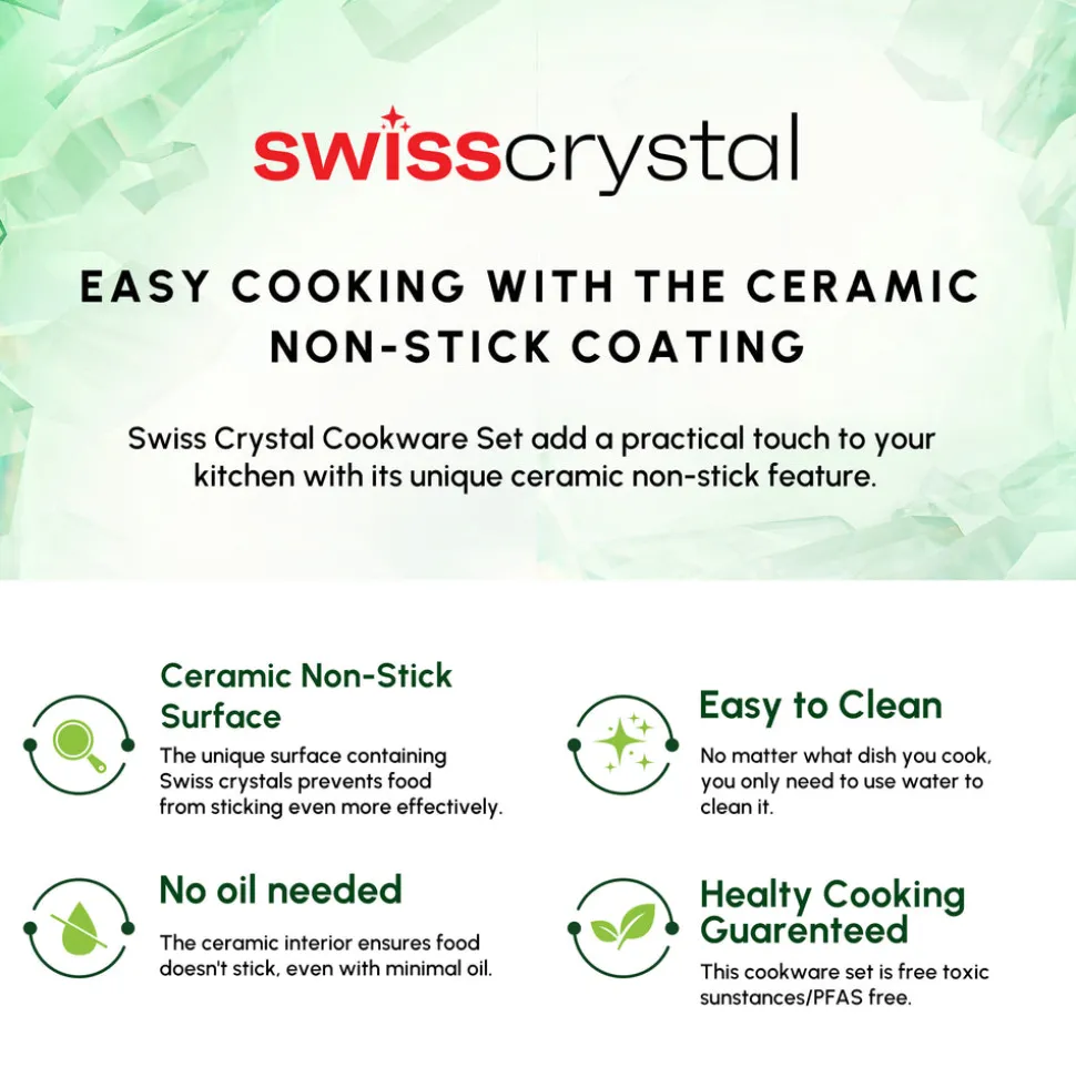 Karaca Swiss Crystal Almond Cream Non-Stick Induction Stainless Steel Handle Pancake Pan, 28cm, Cream