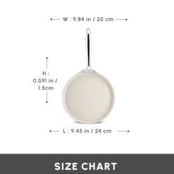 Karaca Swiss Crystal Almond Cream Non-Stick Induction Stainless Steel Handle Pancake Pan, 25cm, Cream