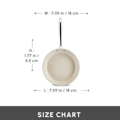 Karaca Swiss Crystal Almond Cream Non-Stick Induction Stainless Steel Handle Pan, 22cm, Cream