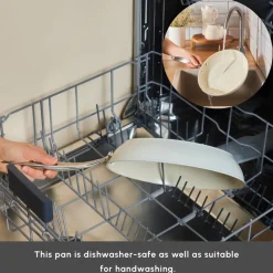 Karaca Swiss Crystal Almond Cream Non-Stick Induction Stainless Steel Handle Pan, 22cm, Cream