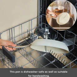 Karaca Swiss Crystal Almond Cream Non-Stick Induction Stainless Steel Handle Pan, 30cm, Cream