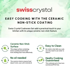 Karaca Swiss Crystal Almond Cream Non-Stick Induction Stainless Steel Handle Sauce Pan, 16cm, Cream