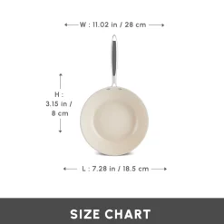 Karaca Swiss Crystal Almond Cream Non-Stick Induction Handle Wok, 28cm, Cream