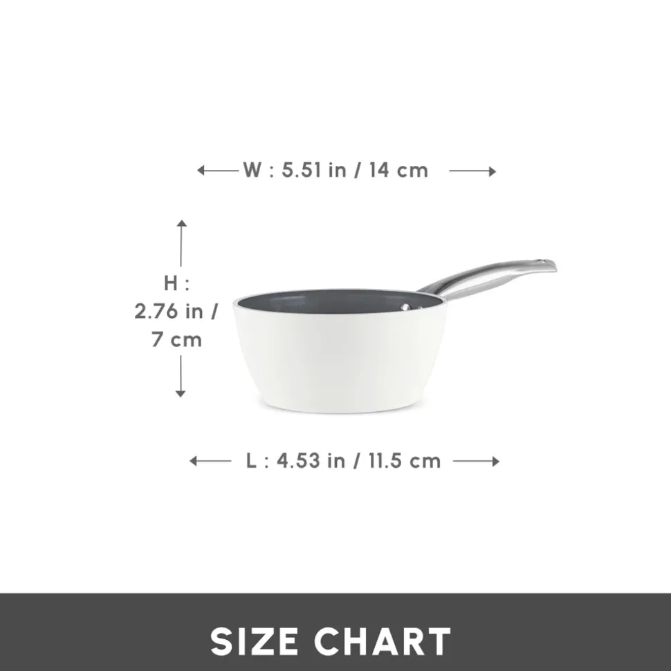 Karaca Swiss Crystal Almond Cream Non-Stick Induction Stainless Steel Handle Sauce Pan, 14cm, Cream