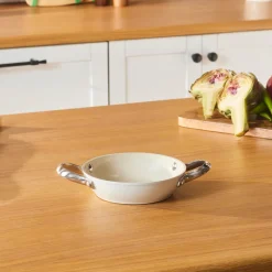 Karaca Swiss Crystal Almond Cream Non-Stick Induction Stainless Steel Handle Shallow Pan, 16cm, Cream