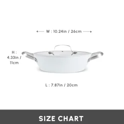 Karaca Swiss Crystal Almond Cream Non-Stick Induction Stainless Steel Handle Shallow Casserole & Lid, 26cm, Cream