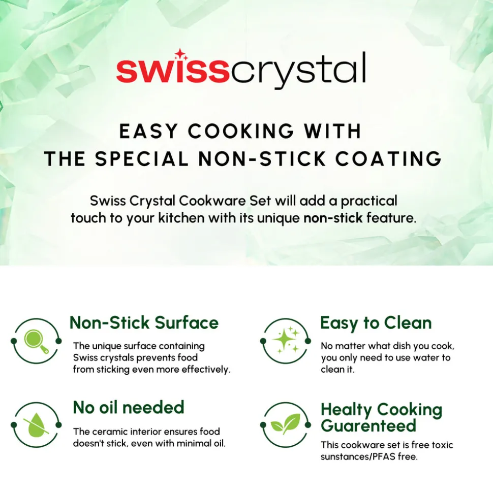 Karaca Swiss Crystal Almond Cream Non-Stick Induction Stainless Steel Handle Casserole & Lid, 24cm, Cream