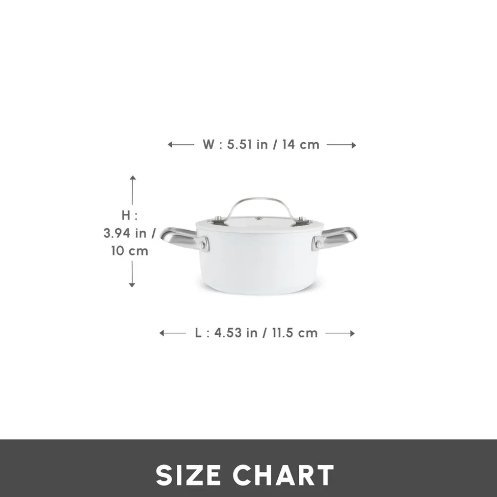 Karaca Swiss Crystal Almond Cream Non-Stick Induction Stainless Steel Handle Casserole & Lid, 14cm, Cream