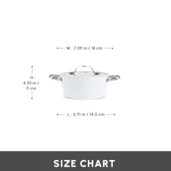 Karaca Swiss Crystal Almond Cream Non-Stick Induction Stainless Steel Handle Casserole & Lid, 18cm, Cream